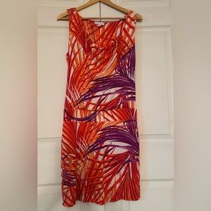 New York & Company Red and Orange Abstract Print Dress